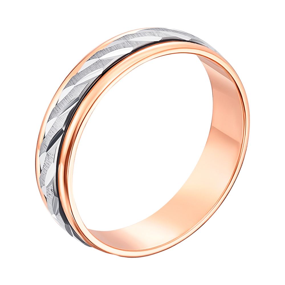 

Золотое обручальное кольцо Антистресс в комбинированном цвете с алмазной гранью 000119527 16.5 размера