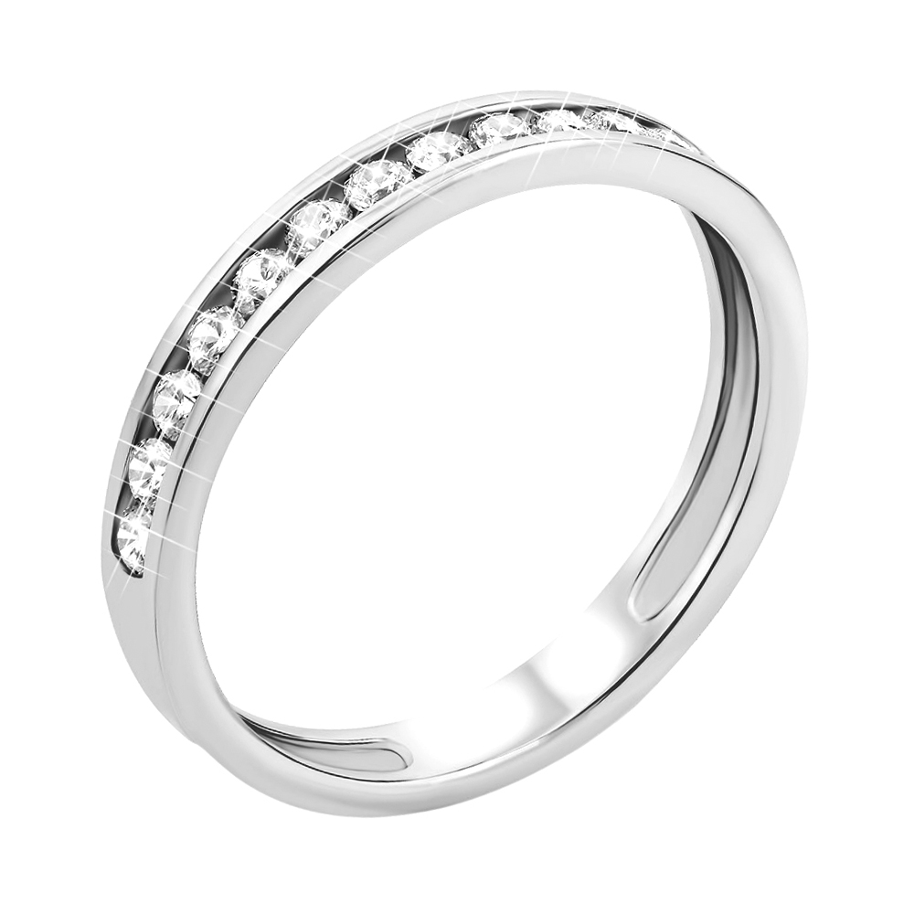 

Обручальное кольцо из белого золота с фианитами и родированием 000000242 16 размера