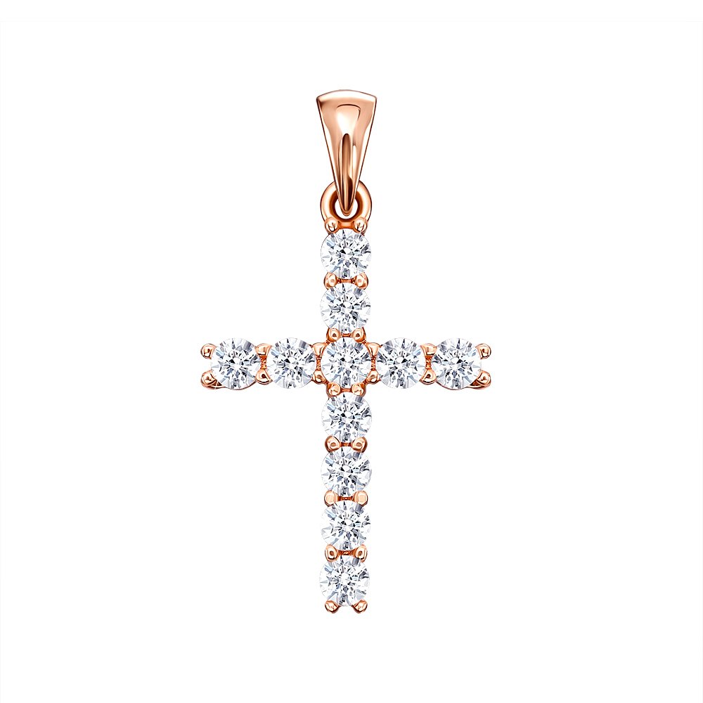 

Крестик из красного золота с фианитами Tesori Zirconia 000151382