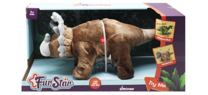 

Динозавр интерактивный "ТРИЦЕРАПТОР" Fur Star ходит и рычит из мягкой ткани (Т1074)