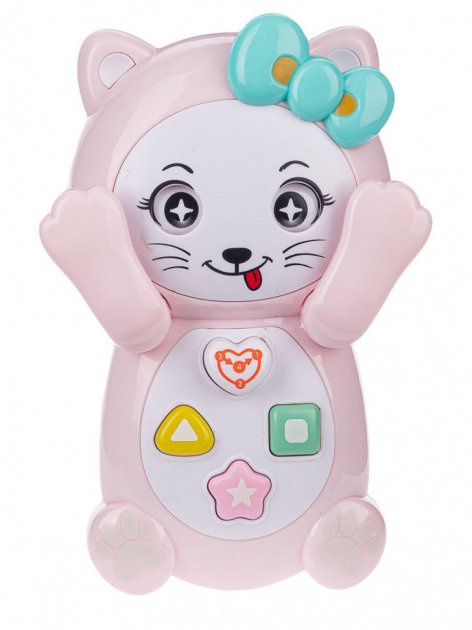 

Детская интерактивная игрушка телефон Котик в коробке Interactive toy Розовый (T-7828)
