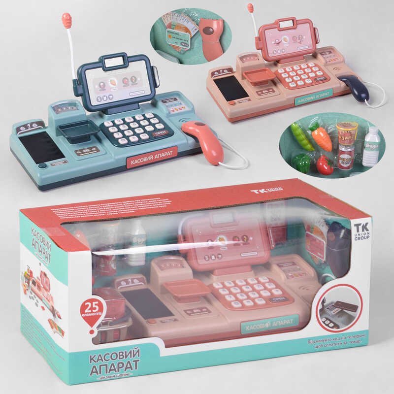 

Детский кассовый аппарат 2 цвета 25 предметов лента для продуктов My shop (T-88980)