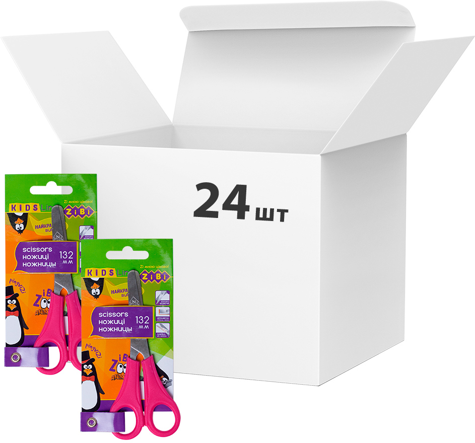 

Упаковка Ножницы детские ZiBi 13.2 см с линейкой 24 шт Розовый (ZB.5001-10)