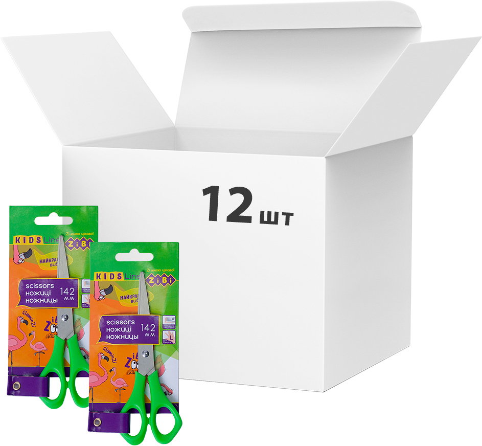 

Упаковка Ножницы детские ZiBi 14.2 см для левши 12 шт Салатовый (ZB.5002-15)