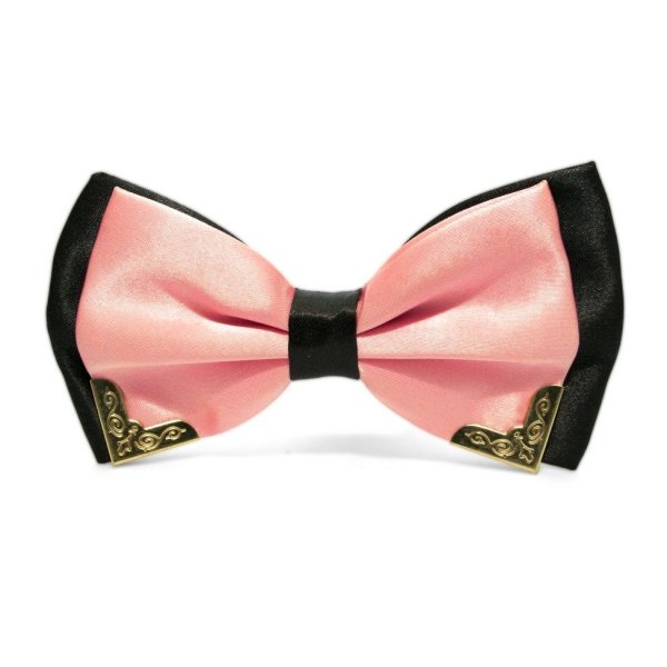 

Краватка метелик двошаровий рожевий з металевими кутами Bj-7705