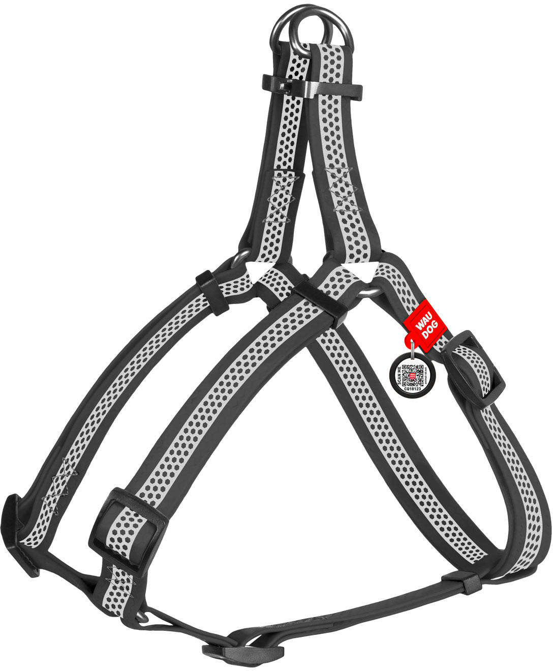 

Шлея для собак водостойкая Coller WAUDOG Waterproof с QR паспортом Серая