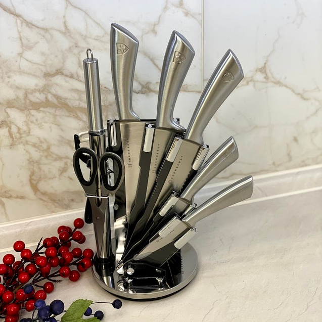

Набор ножей кухонных с подставкой 9 предметов Edenberg EB-3618 Silver