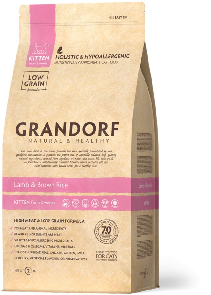 

Сухой корм для котят ГРАНДОРФ GRANDORF kitten Ягненок с рисом 2кг