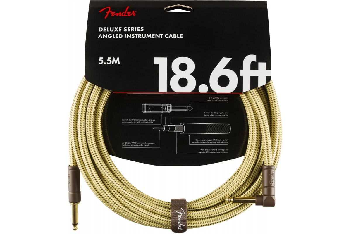 

Кабель инструментальный Fender CABLE DELUXE SERIES 18.6' ANGLED TWEED
