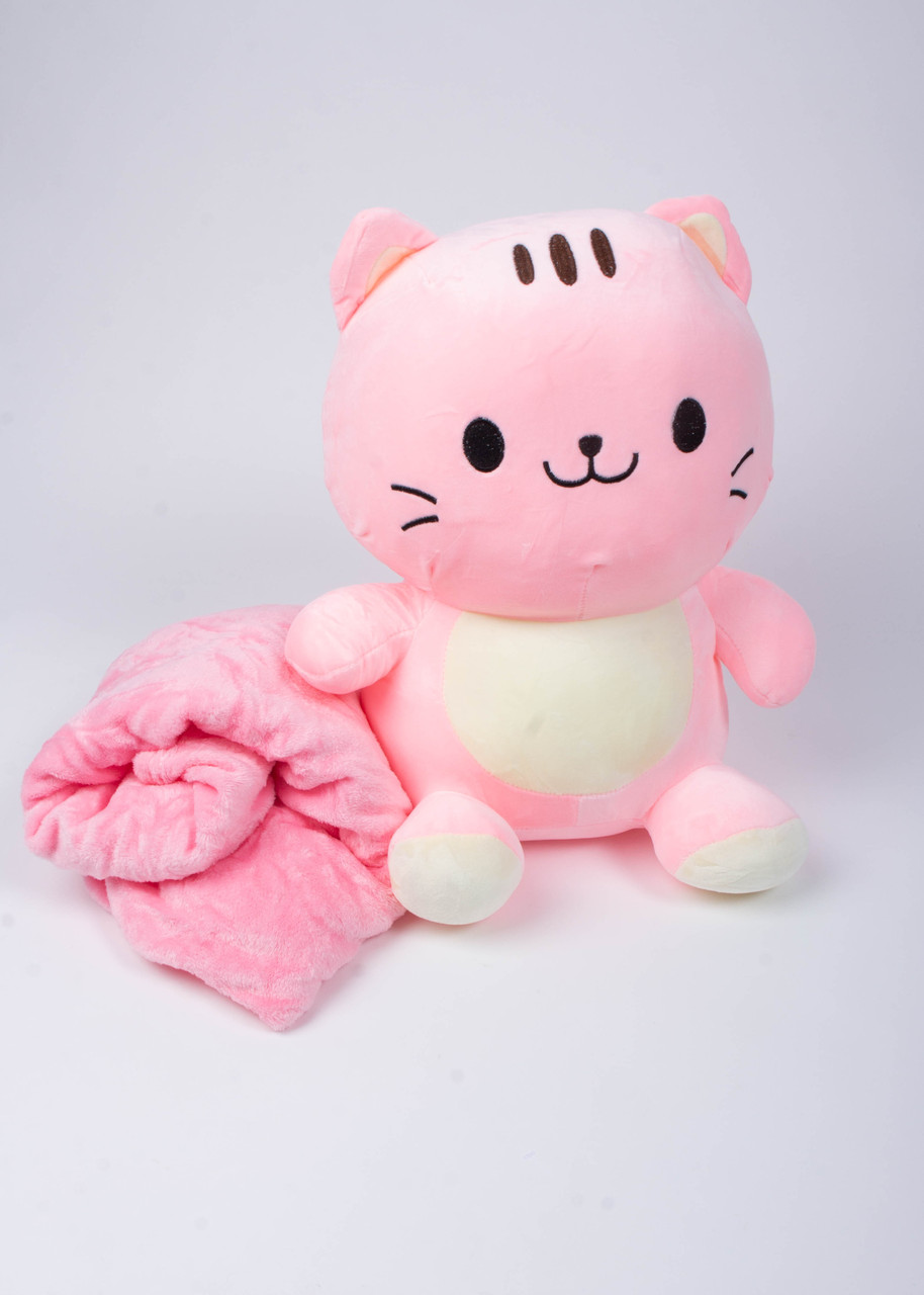 

Игрушка-подушка с пледом Котенок Розовый (721301-pink)