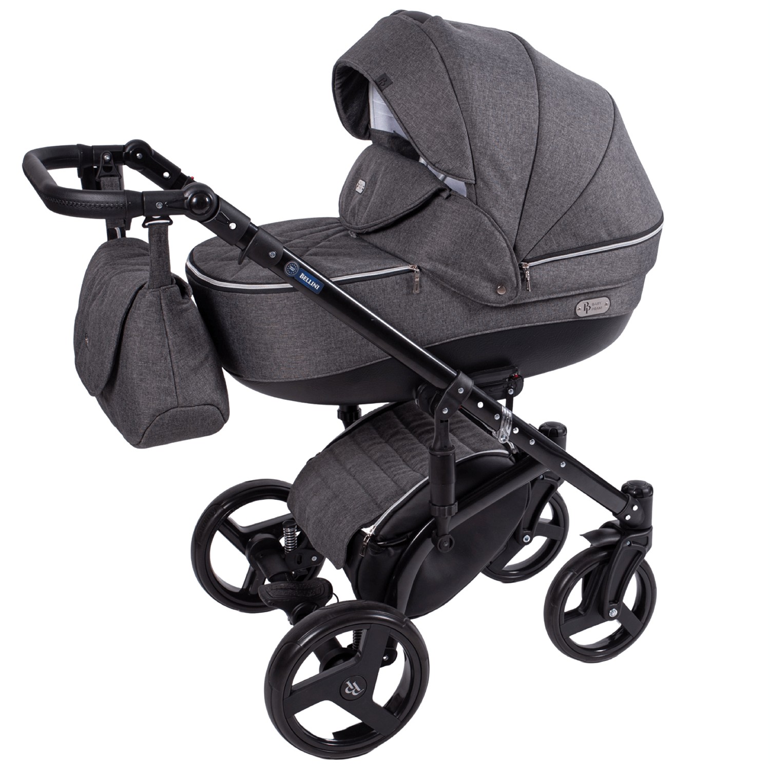 

Універсальна коляска 2 в 1 Baby Pram Bellini Тканина (Темно Сірий)