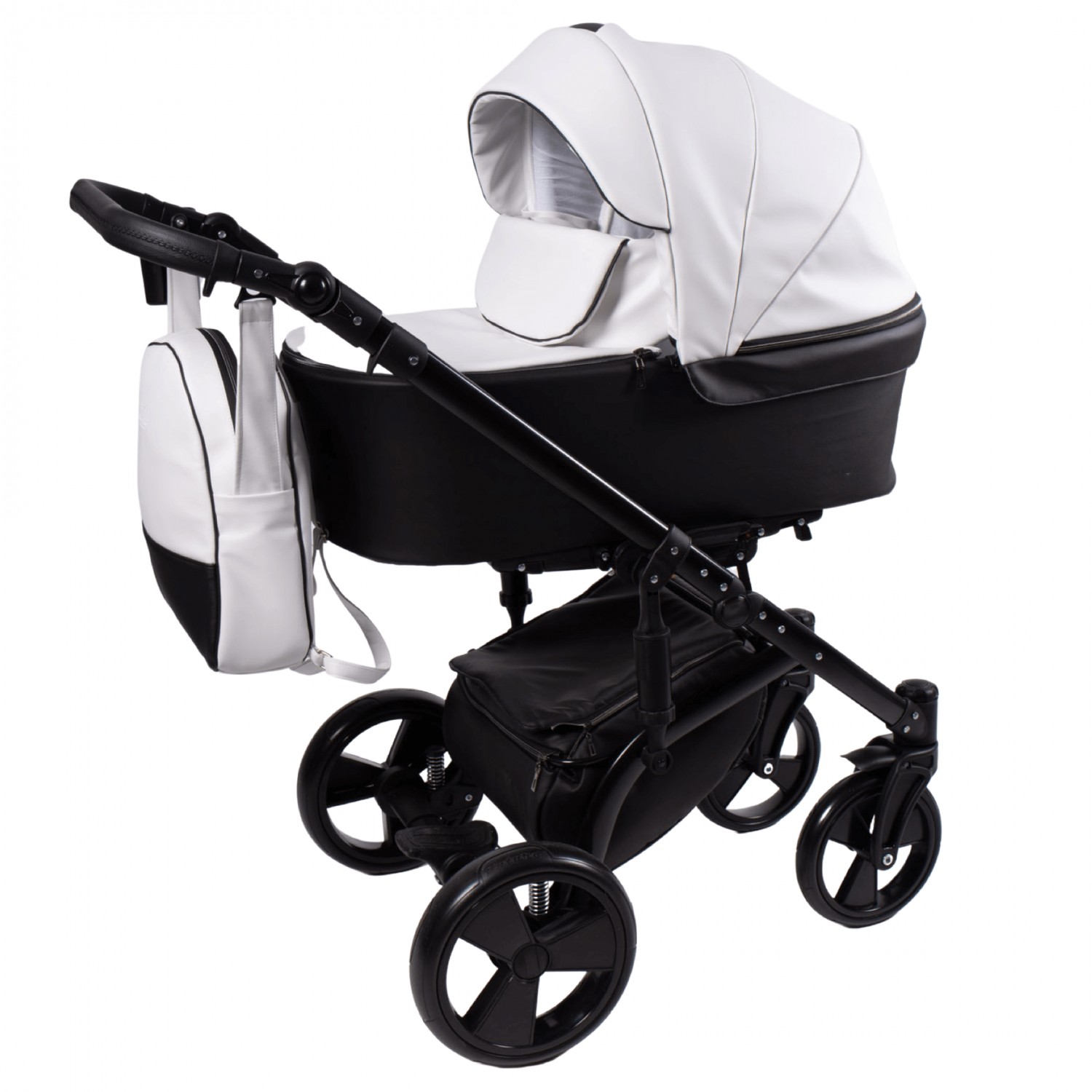 

Універсальна коляска 2 в 1 Baby Pram Almondo Еко-шкіра (Чорний + Білий)