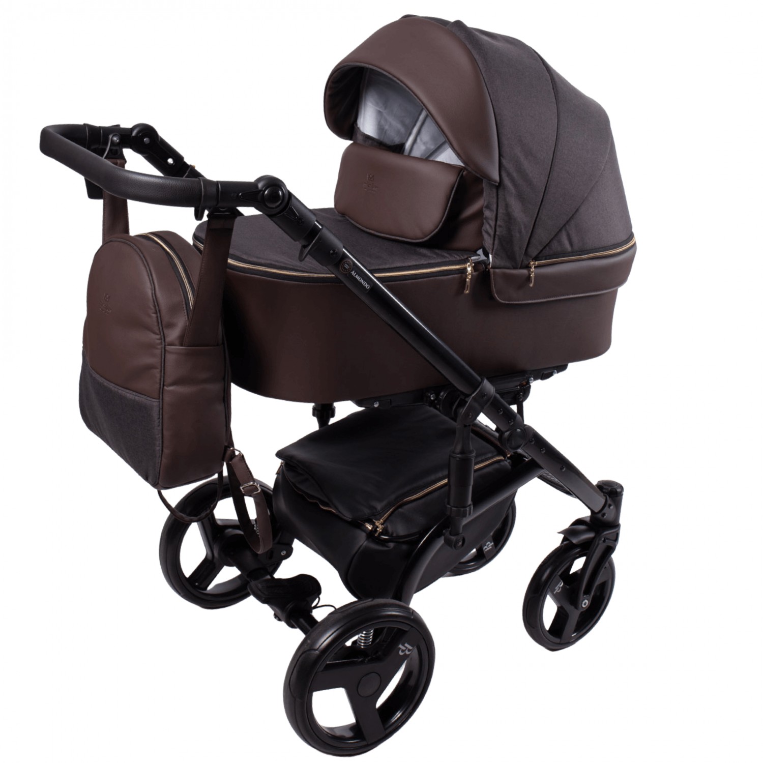 

Універсальна коляска 2 в 1 Baby Pram Almondo Еко-шкіра + Тканина (Коричневий)