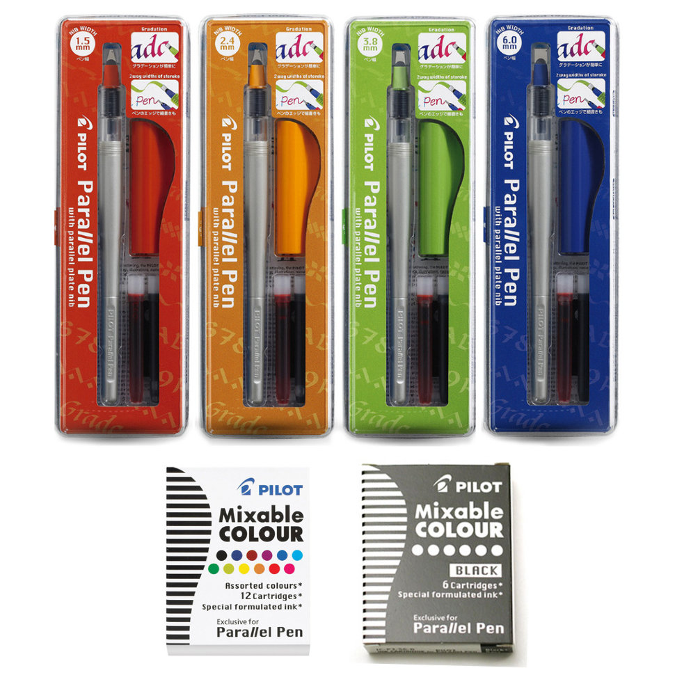 

Комплект ручек для каллиграфии Pilot Parallel Pen Set 4 ручки и картриджи