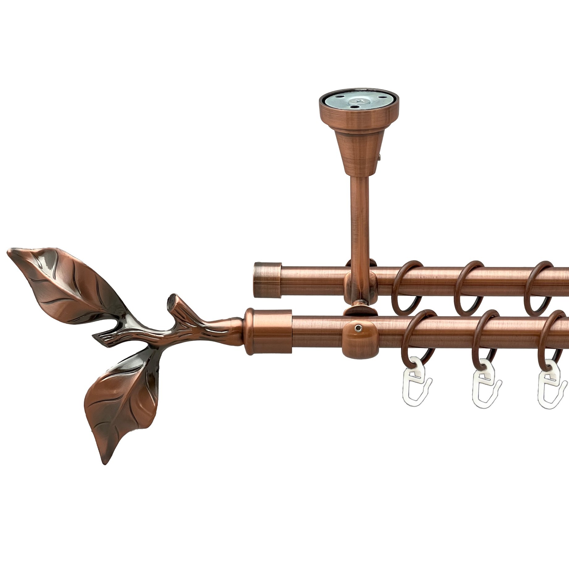 

Карниз Orvit Листок Троянди металевий дворядний відкритий до стелі гладка труба кільце металеве Мідь 16\16 мм 240 см (00-00020137)