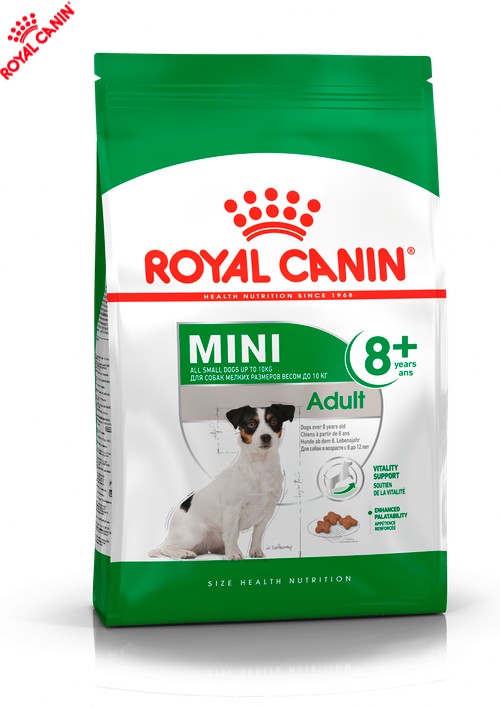 

Сухой полнорационный корм Royal Canin Mini Adult 8+ - сухой корм для собак малых пород старше 8 лет 4 кг (30020089)