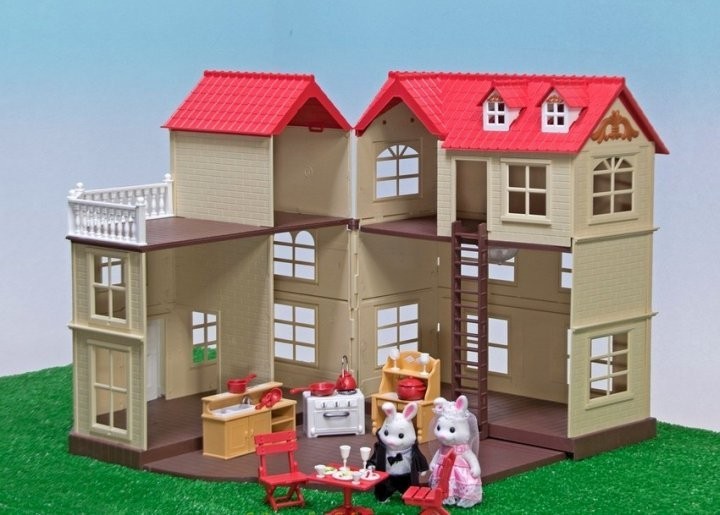 

Домик для флоксовых животных DollHouse "Счастливая семья" Happy Family аналог Sylvanian Families 012-10 подсветка, мебель