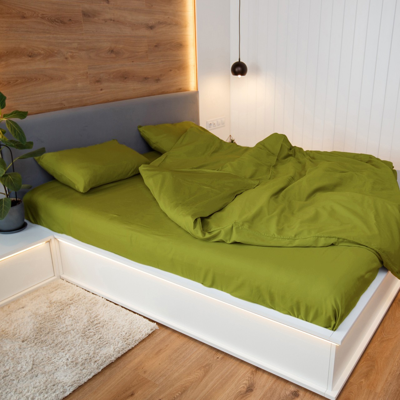 

Комплект постельного белья из сатина NaviHome оливковый двуспальный