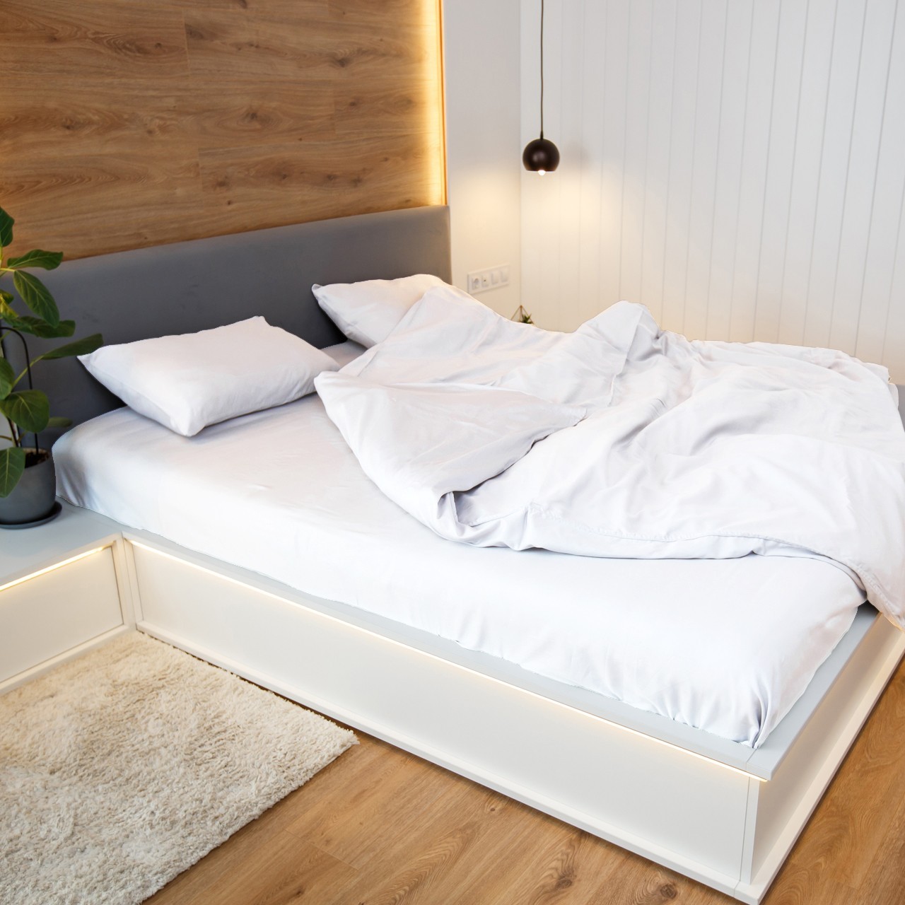 

Комплект постельного белья из сатина NaviHome белый евро