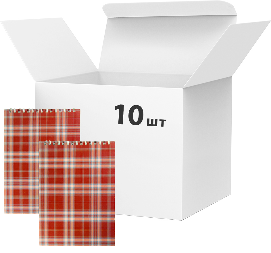 

Набор блокнотов 10 шт Buromax Shotlandka А5 в клетку 48 листов Бордовый (BM.2470-13)