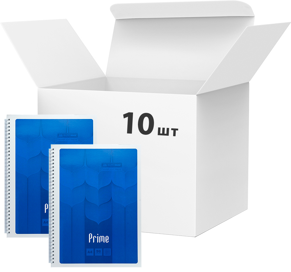 

Набор тетрадей для записей 10 шт Buromax Prime A4 в клетку 96 листов Синий (BM.24451101-02)