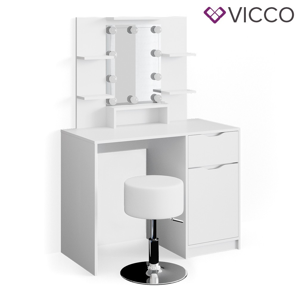 

Мини туалетный столик Vicco Ruben с подсветкой и стулом, белый