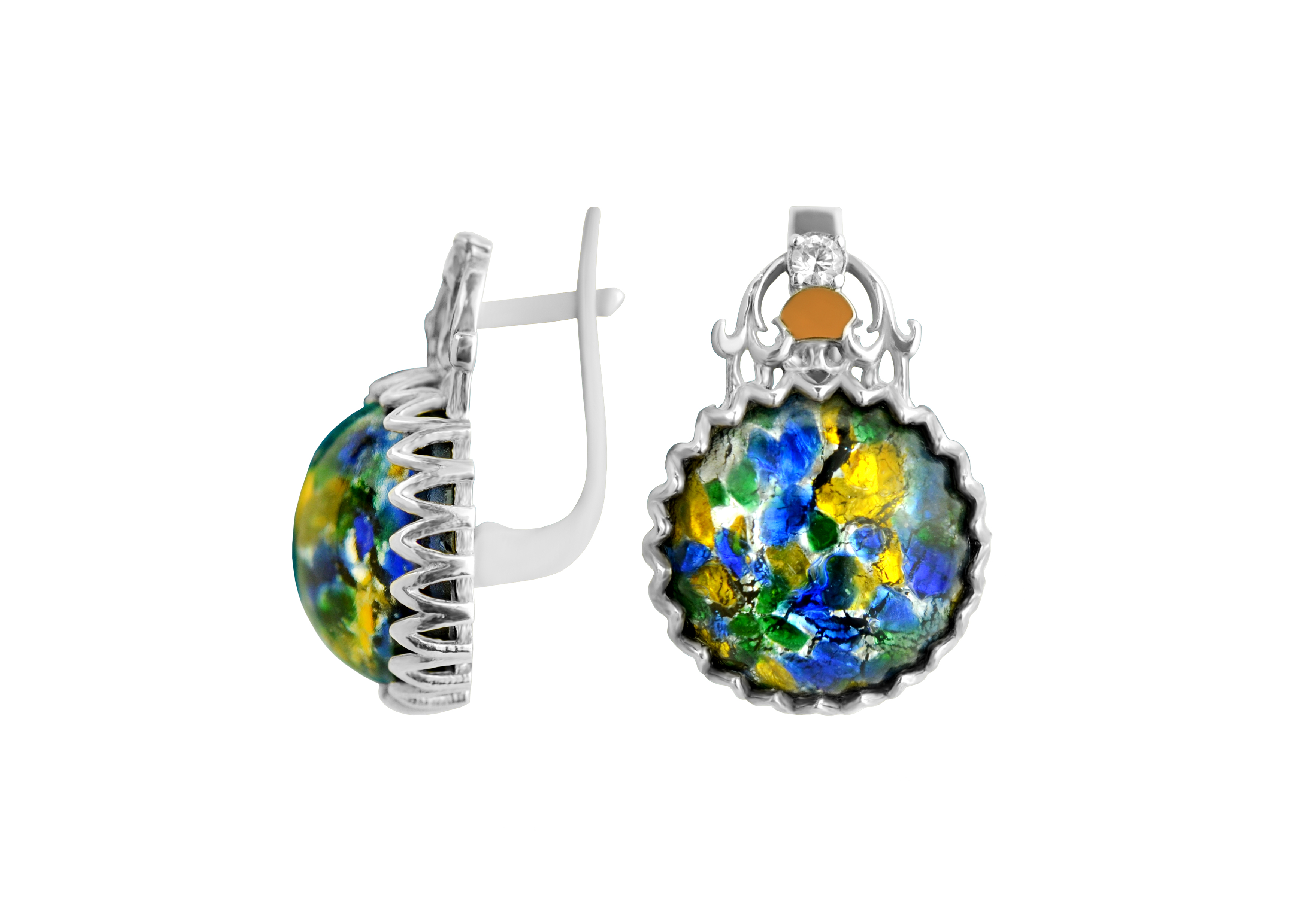 

Серьги серебряные с золотом и опалом 258со