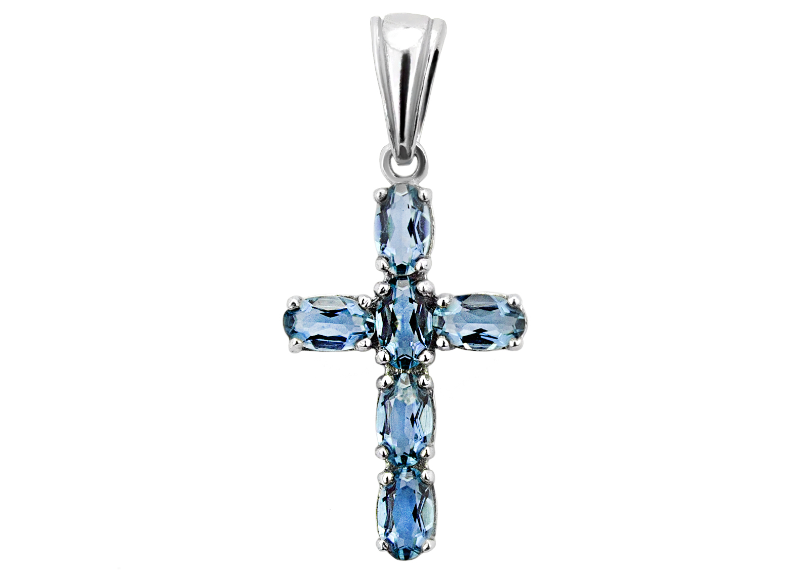 

Крестик серебряный с кварцем London blue Крест с 6 камнями 3574р QLB