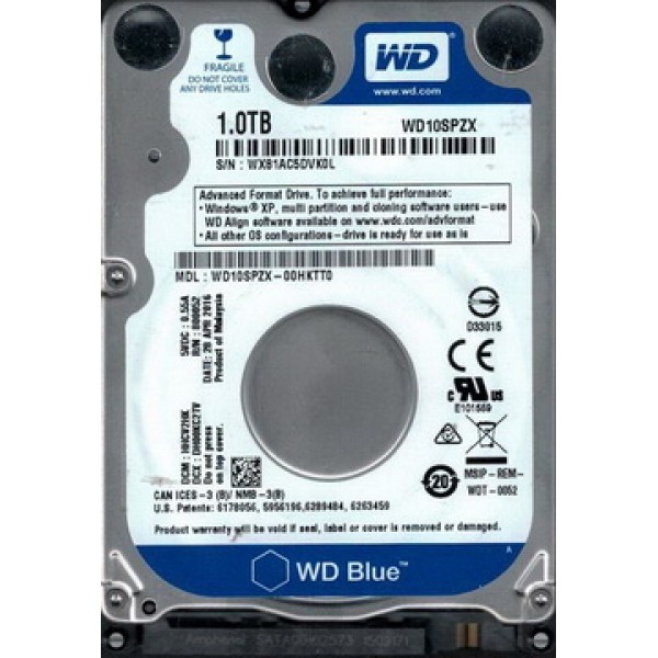 

HDD 2.5" SATA 1.0TB WD Blue 5400rpm 128MB (WD10SPZX)