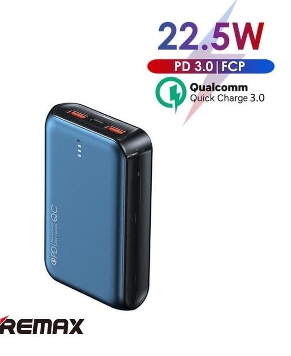 

Павербанк Remax Mini Size 20000 mAh, 22.5W |2xUSB/Type-C| blue