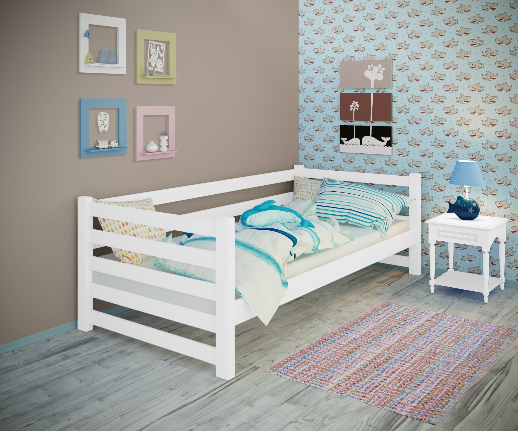 

Кровать односпальная тахта RainbowDream Ламия 80х200 см белый массив ольхи, без ящиков
