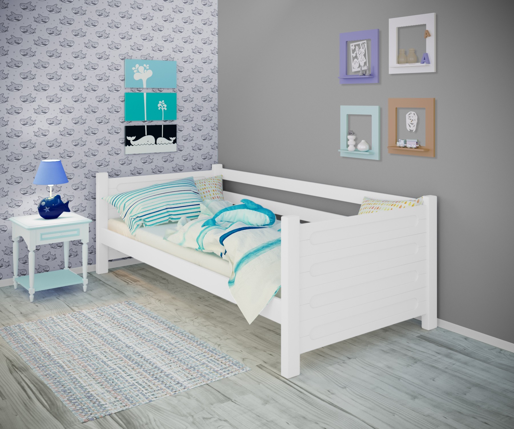 

Кровать односпальная тахта RainbowDream Йокка 80х190 см белый массив ольхи, без ящиков