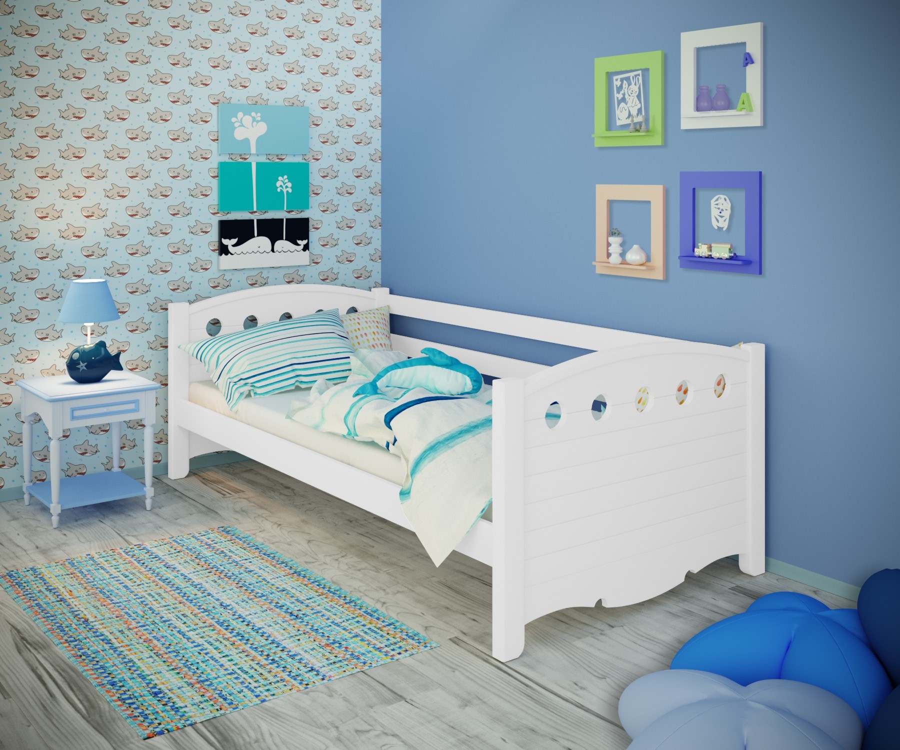 

Кровать односпальная тахта RainbowDream Анри 80х200 см белый массив ольхи, без ящиков