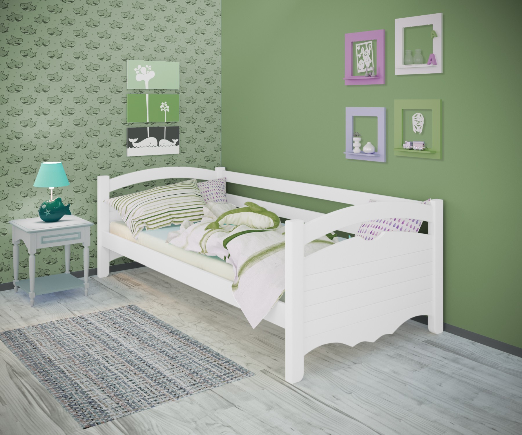 

Кровать односпальная тахта RainbowDream Фирина 80х200 см белый массив ольхи, без ящиков