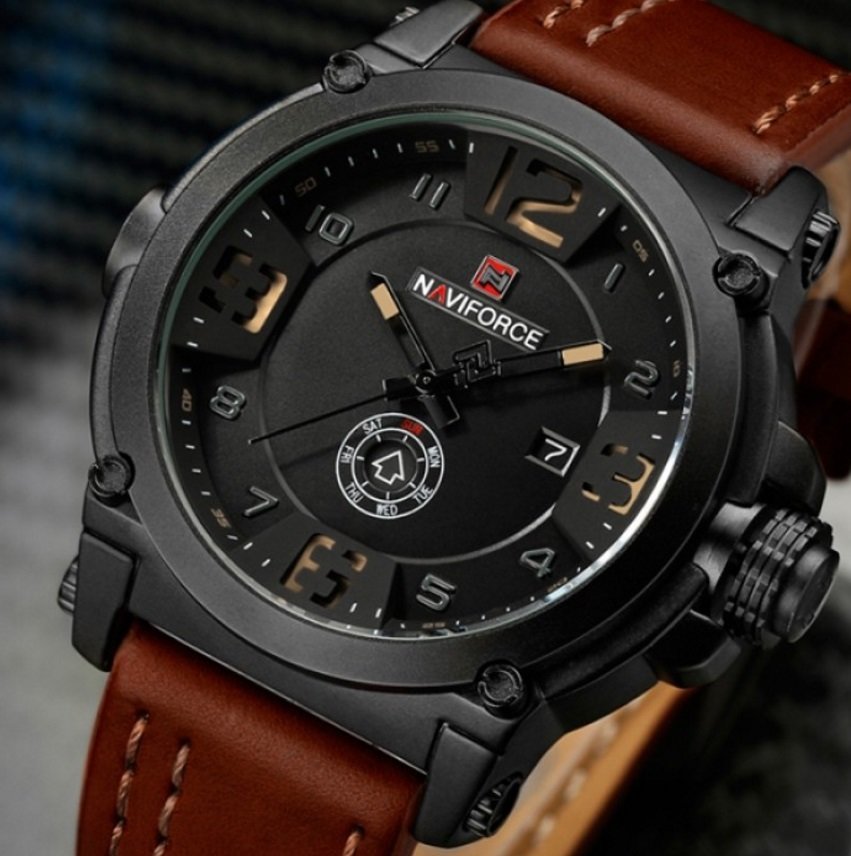 

Часы мужские Naviforce Plaza (№ NF9099) с кожаным ремешком Коричневый/Черный