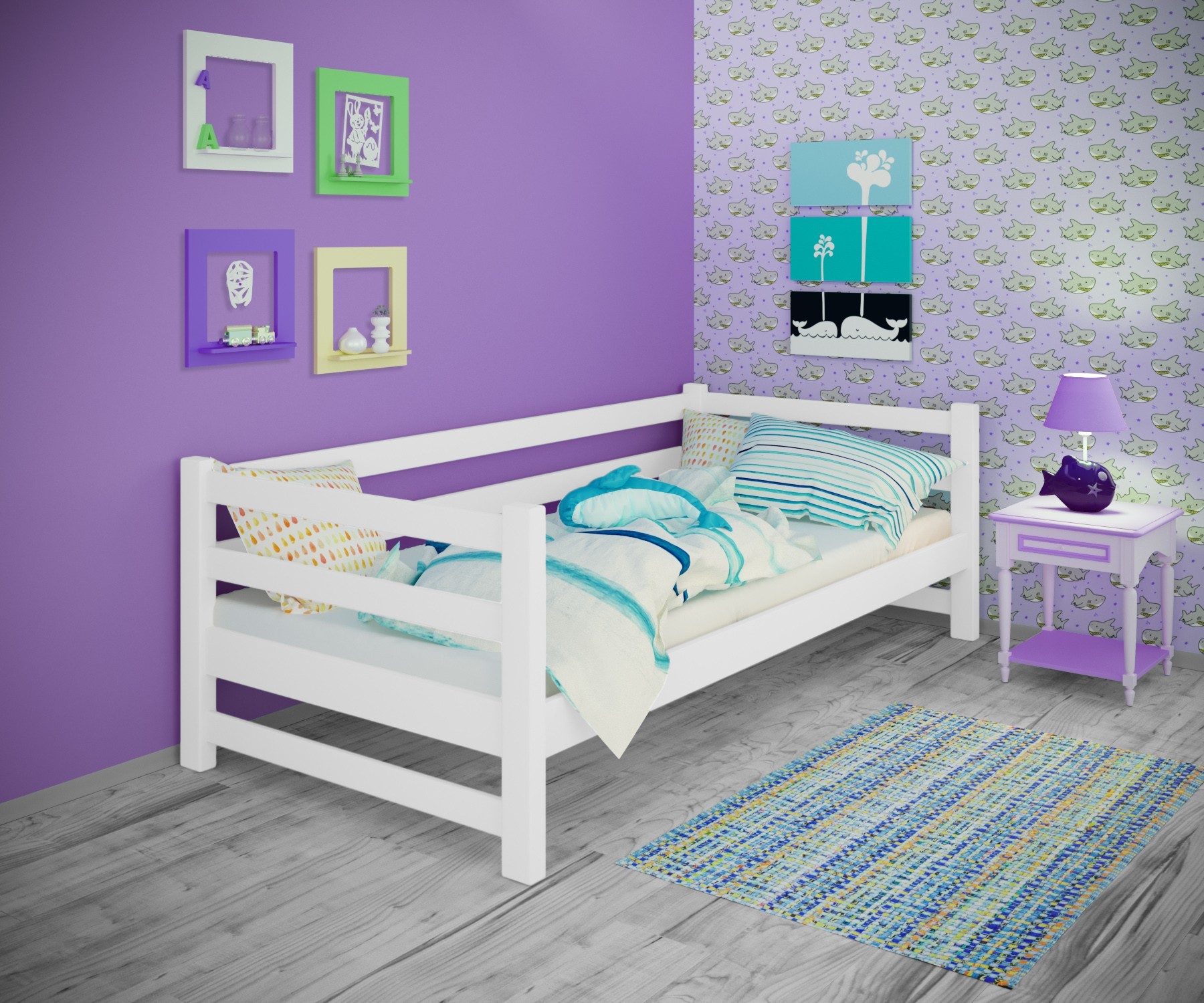 

Кровать односпальная тахта RainbowDream Лентори 80х190 см белый массив ольхи, без ящиков