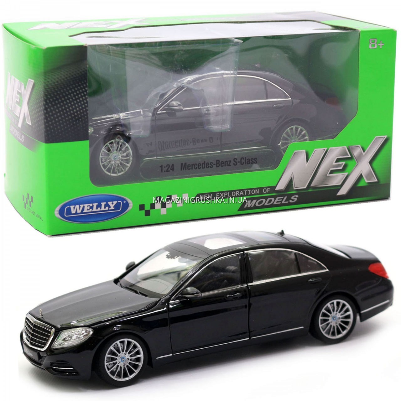 

Коллекционная металлическая машинка Мерседес-Бенц Mercedes-Benz S-класс 1:24 Черная WELLY Nex