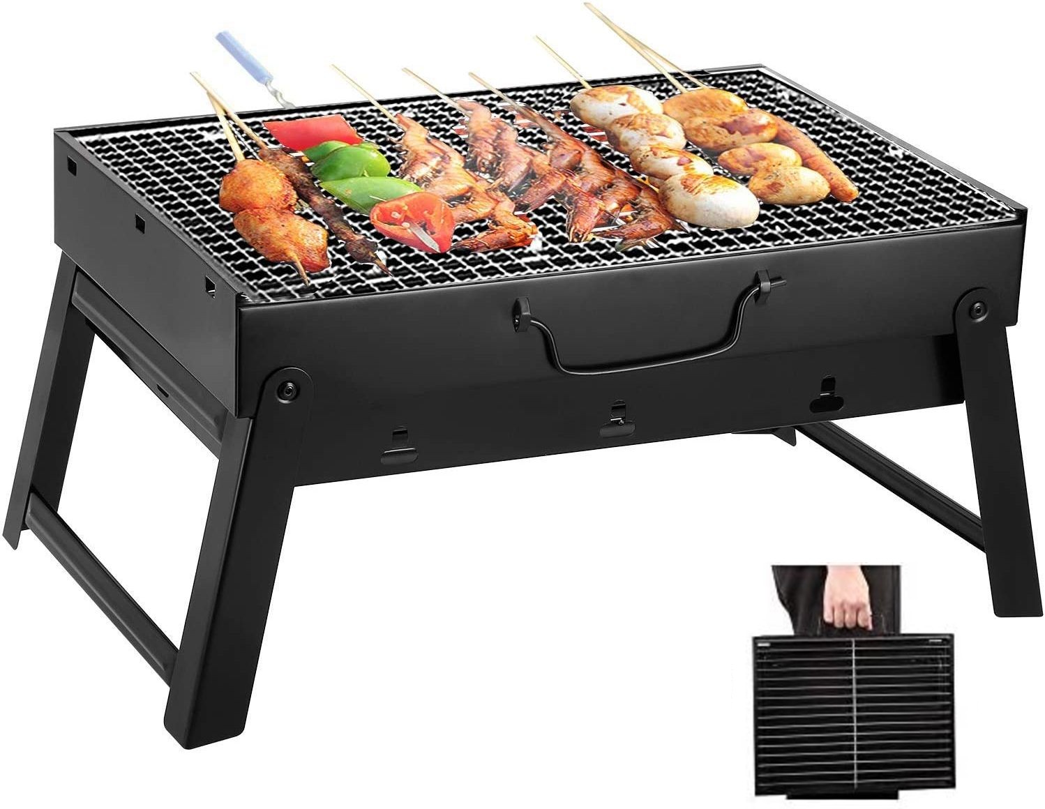 

Мангал гриль барбекю складной с решеткой для гриля BBQ Grill на 6 шампуров