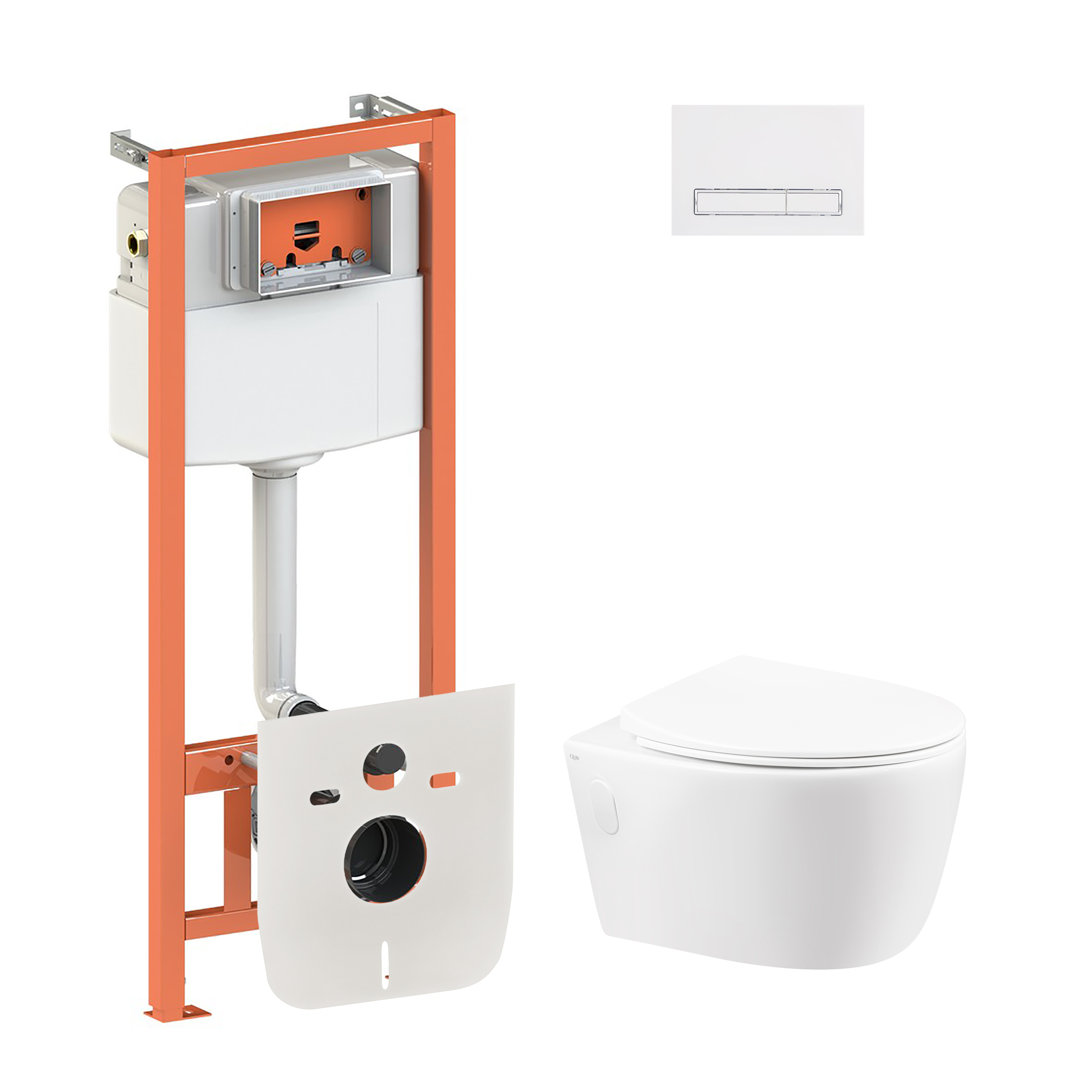 

Набор Qtap инсталляция 4 в 1 с панелью смыва Nest (QT0133M425 + QT0111M08V1384W) + унитаз с сиденьем Leo QT11331002ERW
