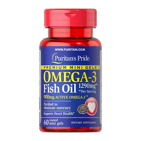 

Жирные кислоты Puritan's Pride Omega-3 Fish Oil 1290 мг Mini Gel 60 капсул