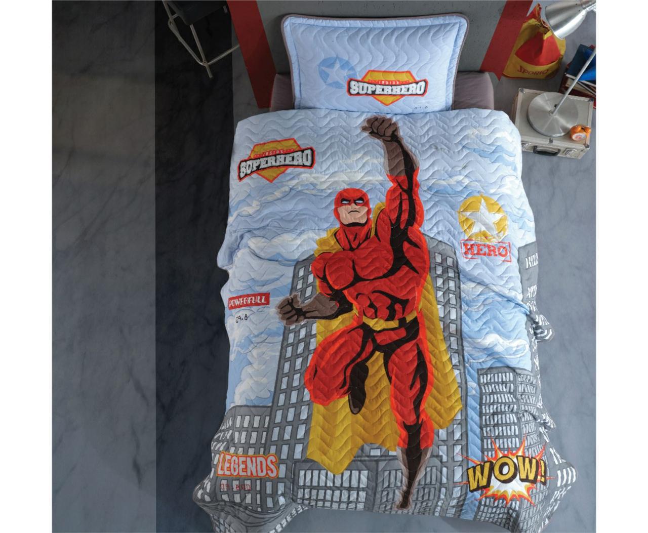 

Покрывало детское/подростковое стеганое 180*240 с наволочкой 50х70 Aran CLASY Superhero