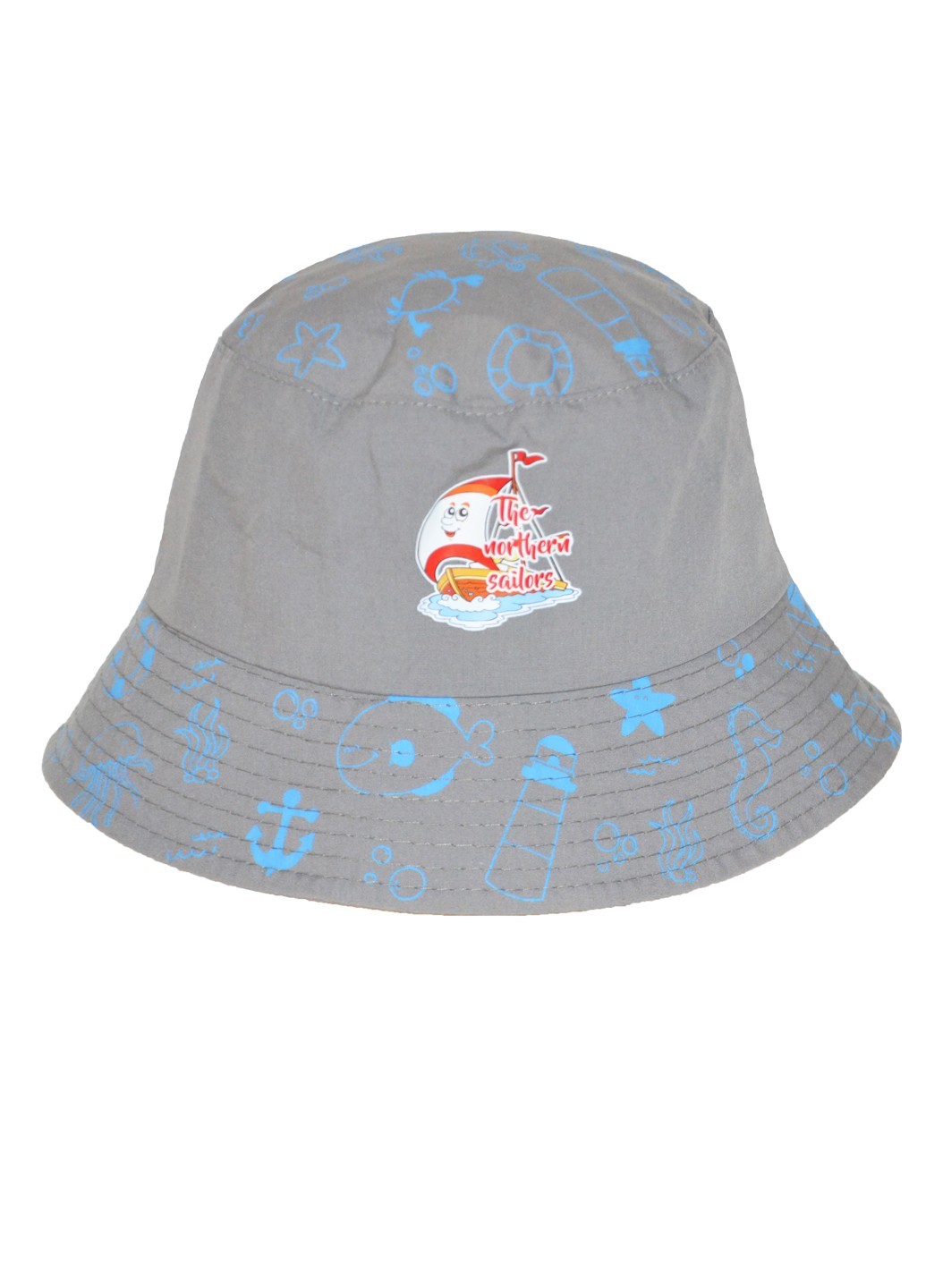 

Панама мальчику с морским принтом серая 52 см (YKL-01-04)