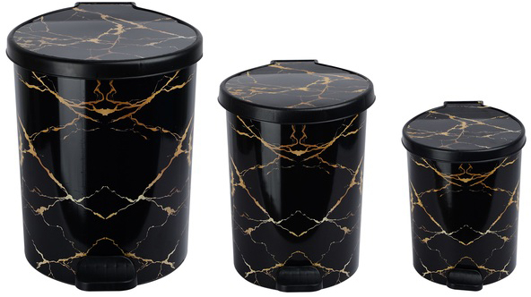 

Набор ведер для мусора Violet House 0384 Decor Marble Black 3 в 1 (0384 DECOR Marble BLACK мусор/ве)