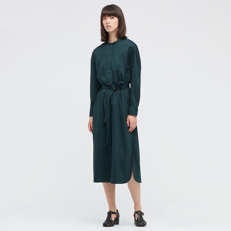 

Платье Uniqlo мерсеризованный хлопок М темно зеленое