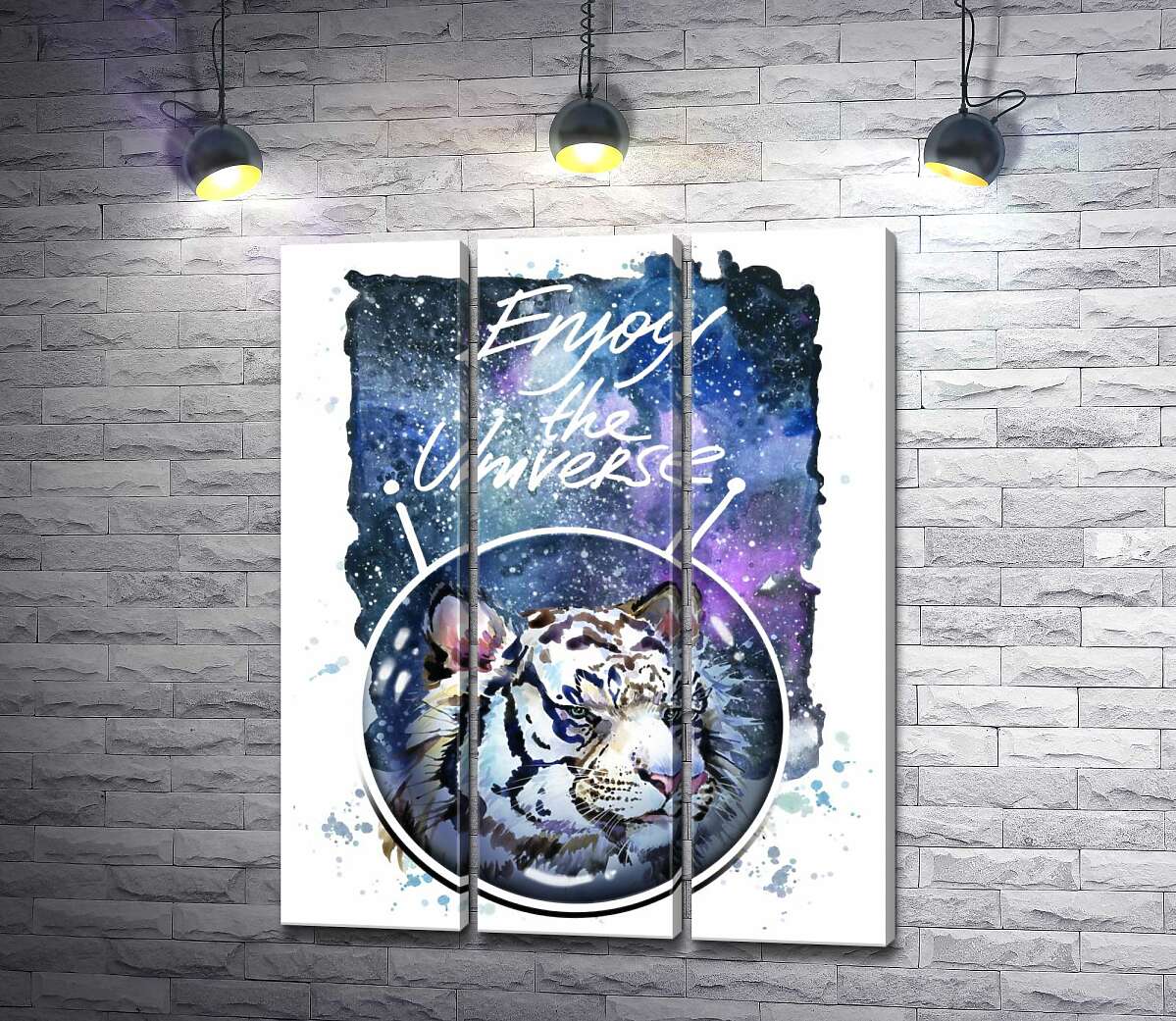 

Модульная картина ArtPoster Белый тигр с надписью "Enjoy the Universe" 102x128 см Модуль №11