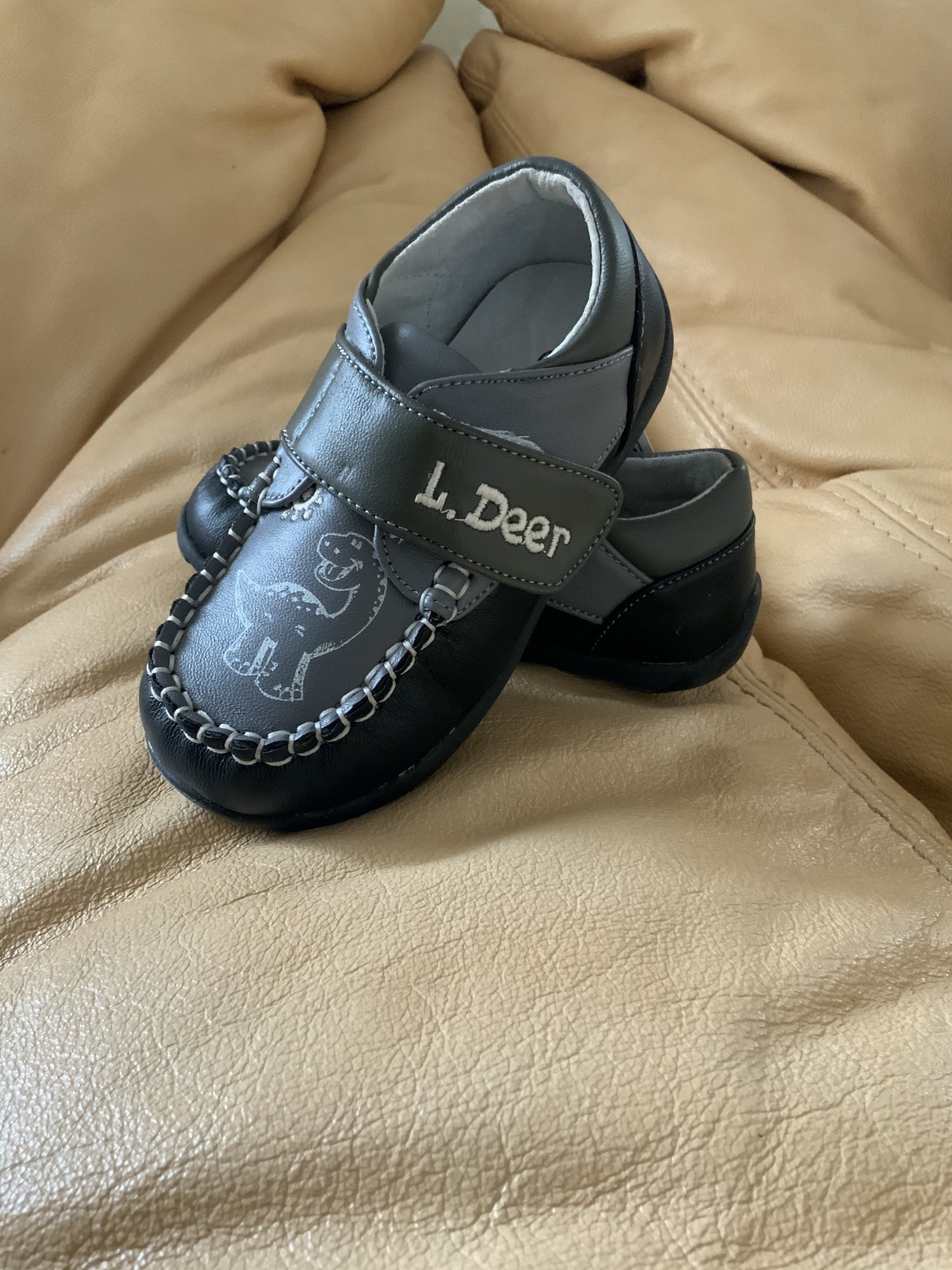 

Туфли мокасины детские Little Dear B&G 27 р 17 см черный с серым