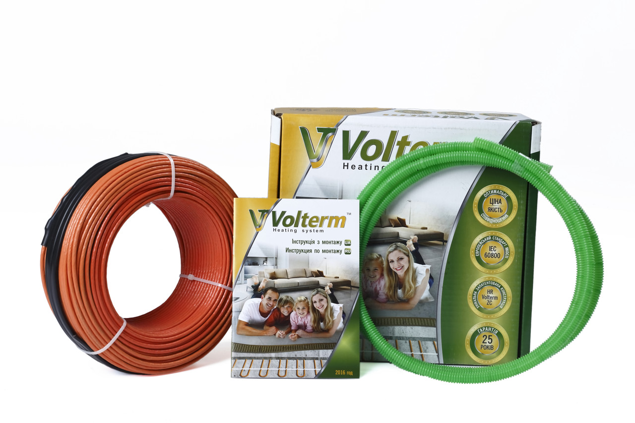 

Кабель нагревательный Volterm 10.4-13.0 m2 d4 mm 1900W 104м 18W/м для монтажа в стяжку HR18