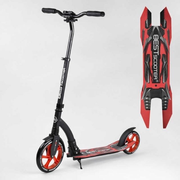 

Детский Самокат двухколесный Best Scooter 40860 колеса PU - переднее 23 см, заднее - 20 см, 1 амортизатор, широкий руль, зажим руля, в коробке