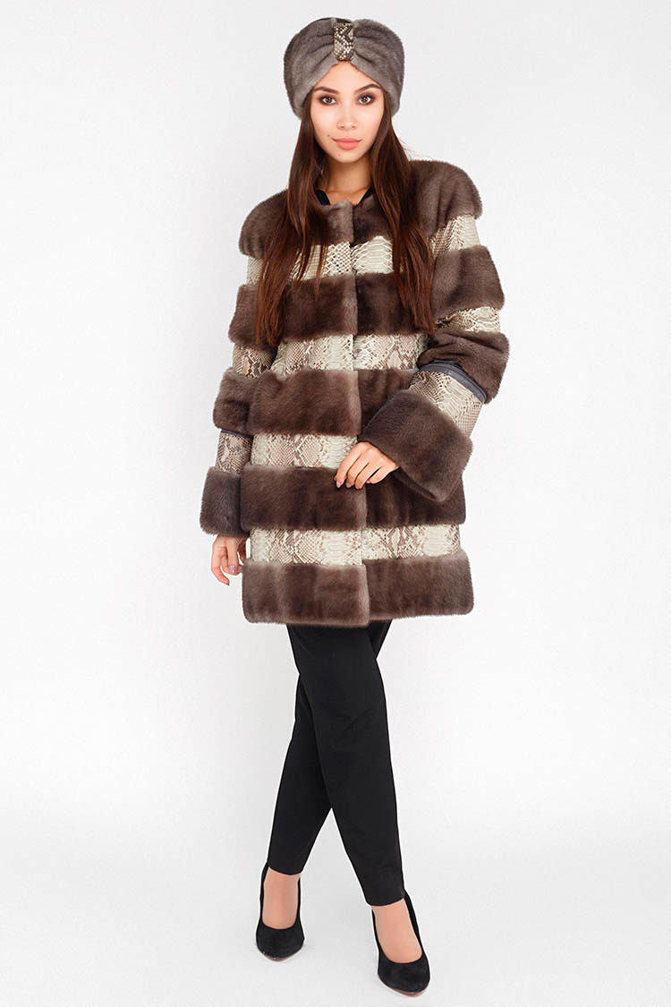 

Шуба Naturel Bk-14-149  Коричневая 60850015, Шуба Naturel Bk-14-149 38 Коричневая 60850015