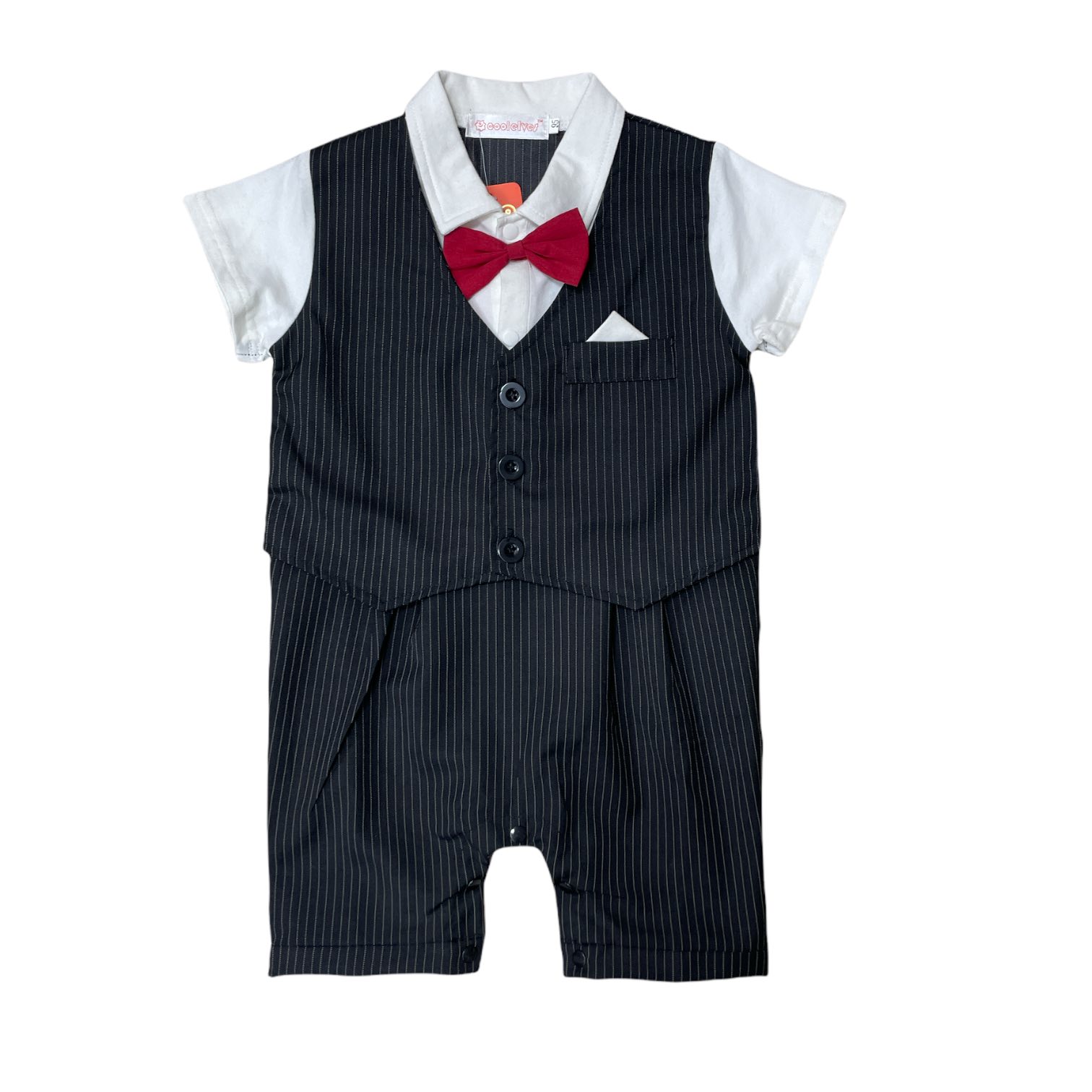 

Песочник нарядный для мальчика Модный карапуз в виде костюма 86см черный 55445